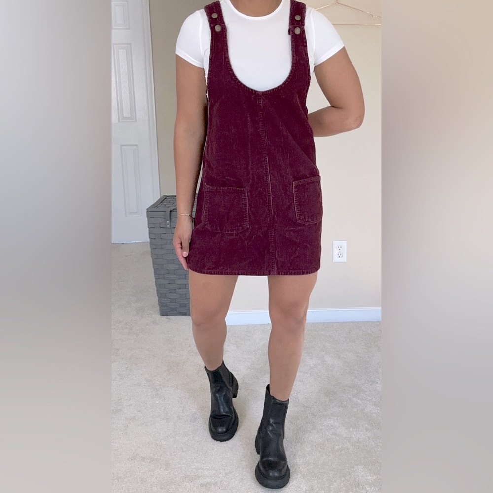 Vintage Blue spice  burgundy corduroy dress